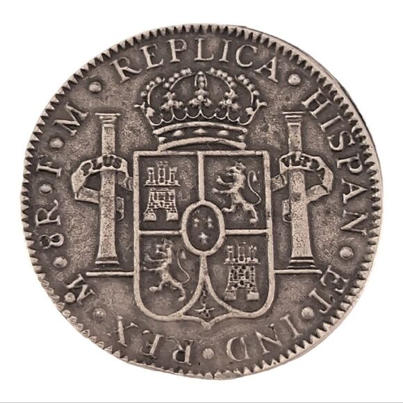 Silver Replica 1793 Spanish 8 Reale Replica Coin - Picture 2 of 4